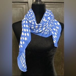 Liz Sinclair Blue / Cream polka dots rayon scarf. One size.